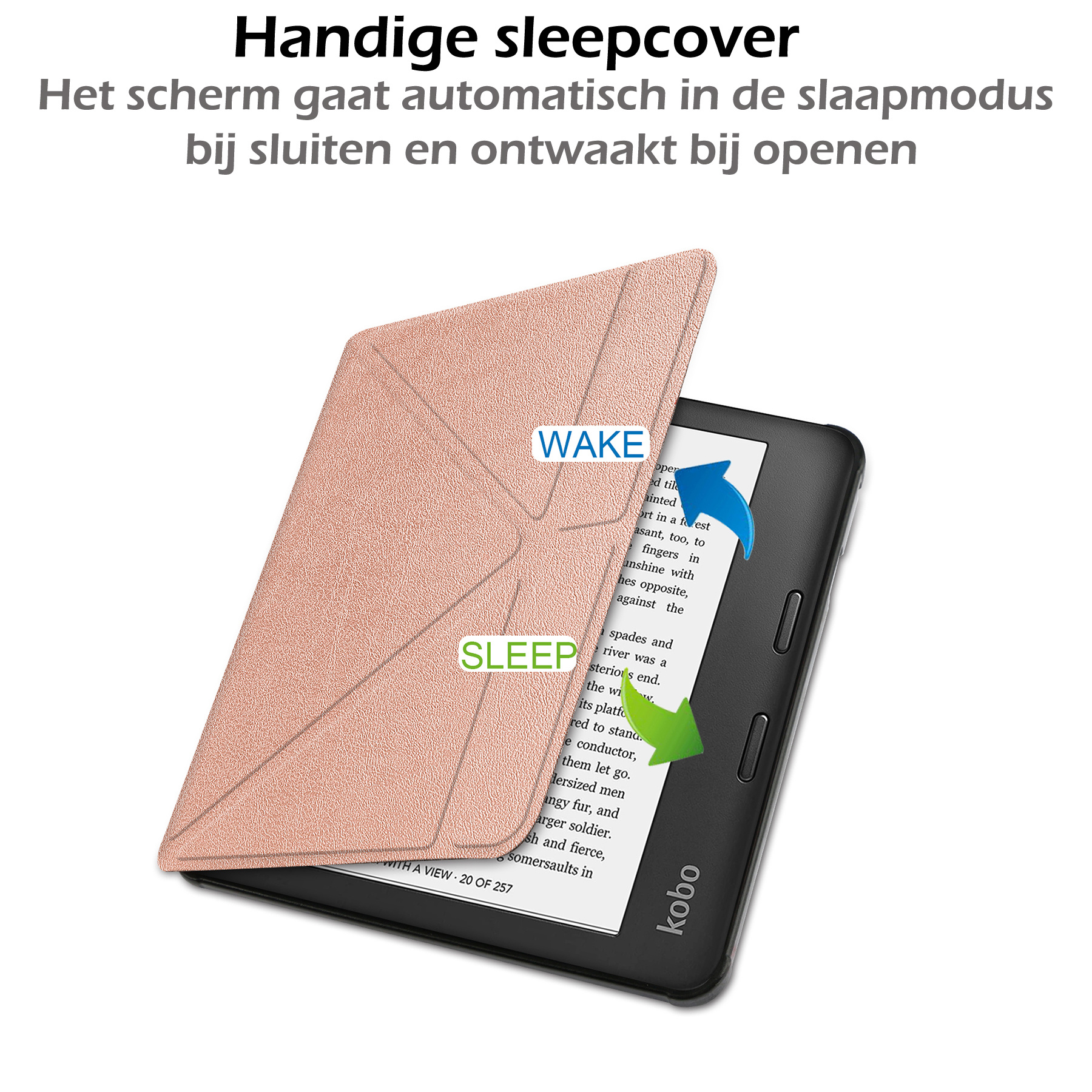 Nomfy Hoesje Geschikt voor Kobo Sage Hoes Book Case - Hoes Geschikt voor Kobo Sage Hoesje Book Cover Met Screenprotector - Rosé Goud