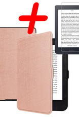 BASEY. Hoes Geschikt voor Kobo Nia Hoesje Bookcase Cover Hoes Met Screenprotector - Hoesje Geschikt voor Kobo Nia Hoes Cover Case - Rosé Goud