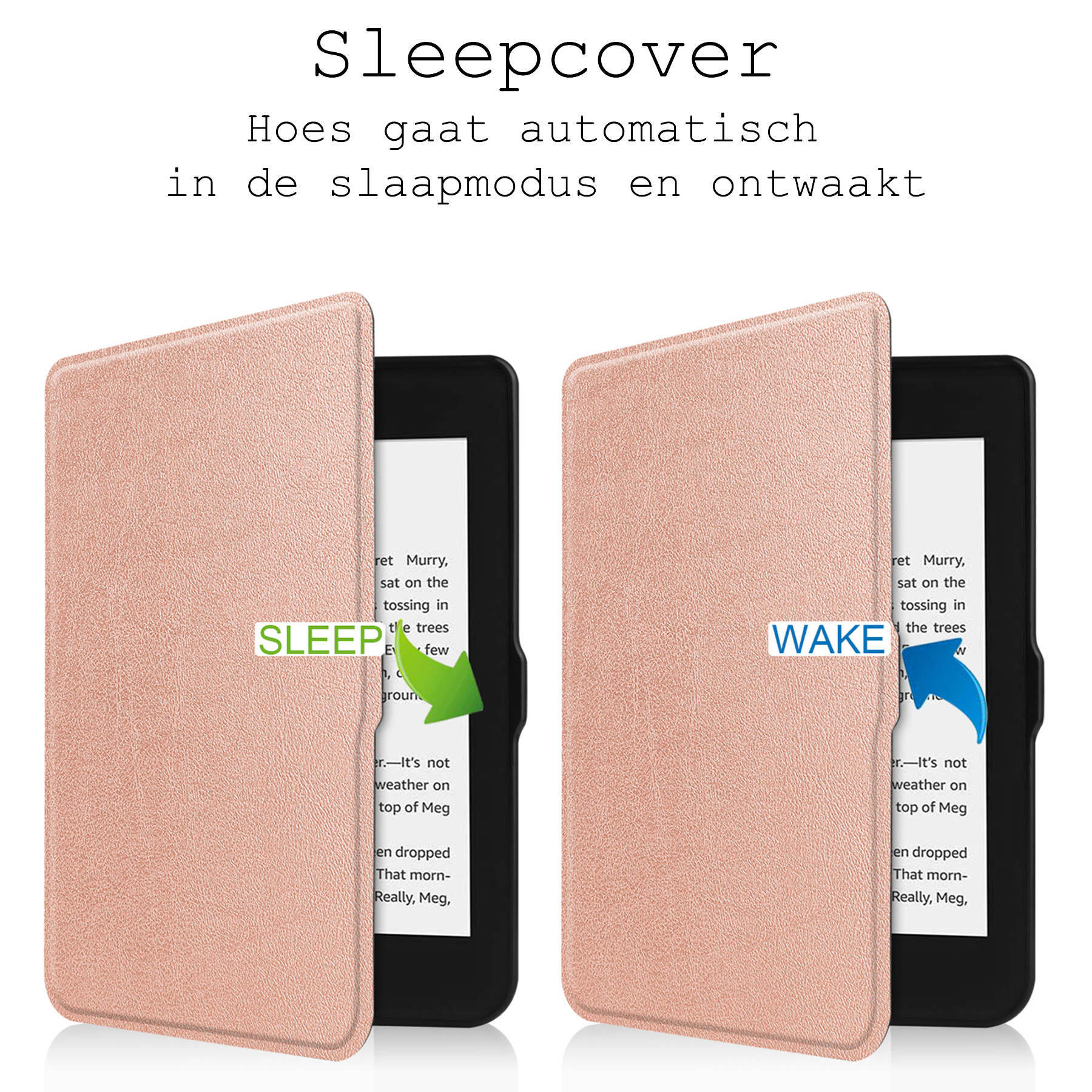 BASEY. Hoes Geschikt voor Kobo Nia Hoesje Bookcase Cover Hoes Met Screenprotector - Hoesje Geschikt voor Kobo Nia Hoes Cover Case - Rosé Goud