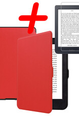 BASEY. Hoes Geschikt voor Kobo Nia Hoesje Bookcase Cover Hoes Met Screenprotector - Hoesje Geschikt voor Kobo Nia Hoes Cover Case - Rood