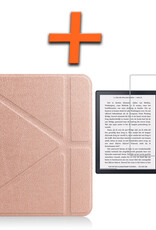 Nomfy Hoesje Geschikt voor Kobo Sage Hoes Book Case - Hoes Geschikt voor Kobo Sage Hoesje Book Cover Met Screenprotector - Rosé Goud