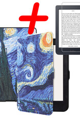 BASEY. Hoes Geschikt voor Kobo Nia Hoesje Bookcase Cover Hoes Met Screenprotector - Hoesje Geschikt voor Kobo Nia Hoes Cover Case - Sterrenhemel