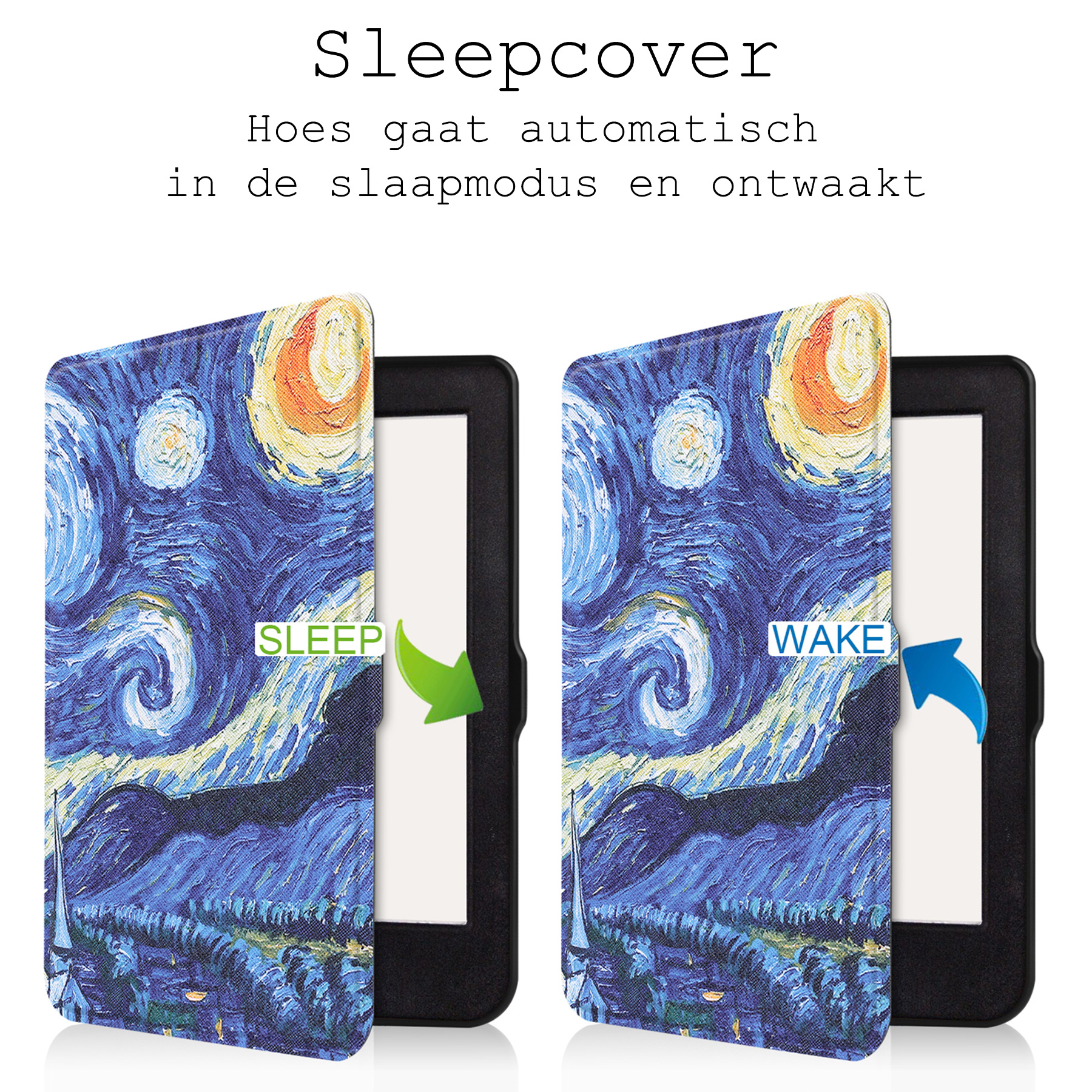 BASEY. Hoes Geschikt voor Kobo Nia Hoesje Bookcase Cover Hoes Met Screenprotector - Hoesje Geschikt voor Kobo Nia Hoes Cover Case - Sterrenhemel