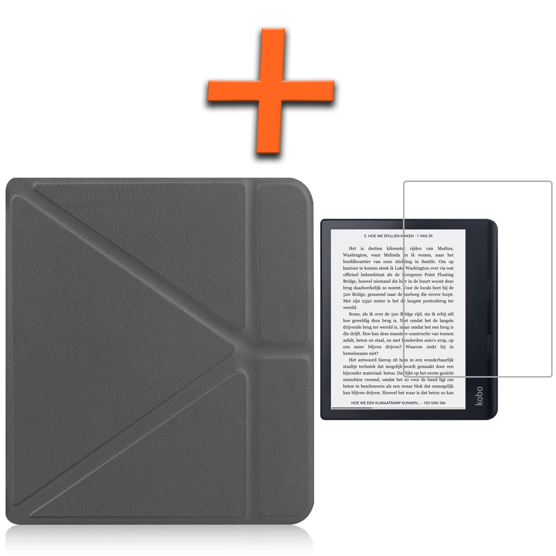 Nomfy Hoesje Geschikt voor Kobo Sage Hoes Book Case - Hoes Geschikt voor Kobo Sage Hoesje Book Cover Met Screenprotector - Grijs