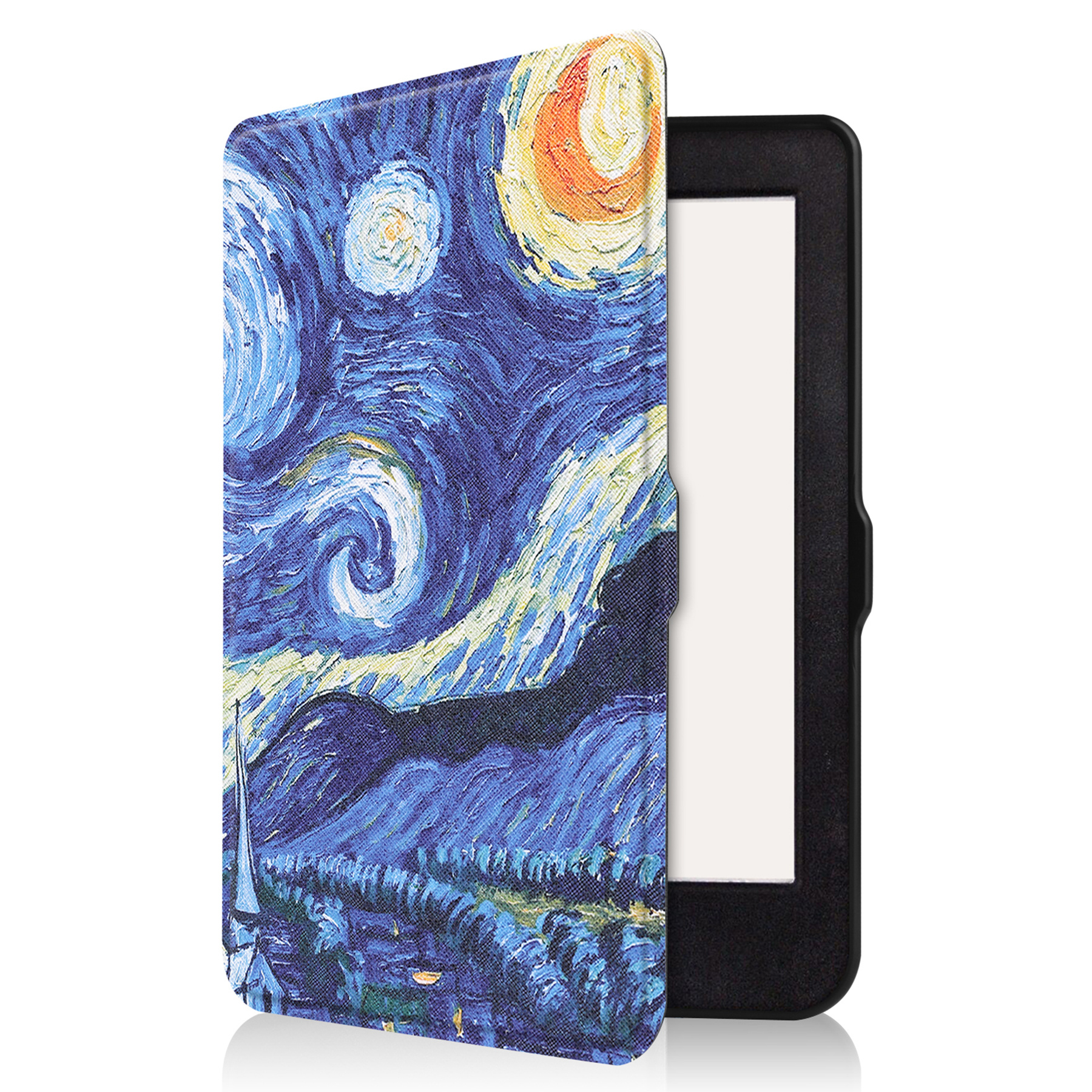 BASEY. Hoes Geschikt voor Kobo Nia Hoesje Bookcase Cover Hoes Met Screenprotector - Hoesje Geschikt voor Kobo Nia Hoes Cover Case - Sterrenhemel