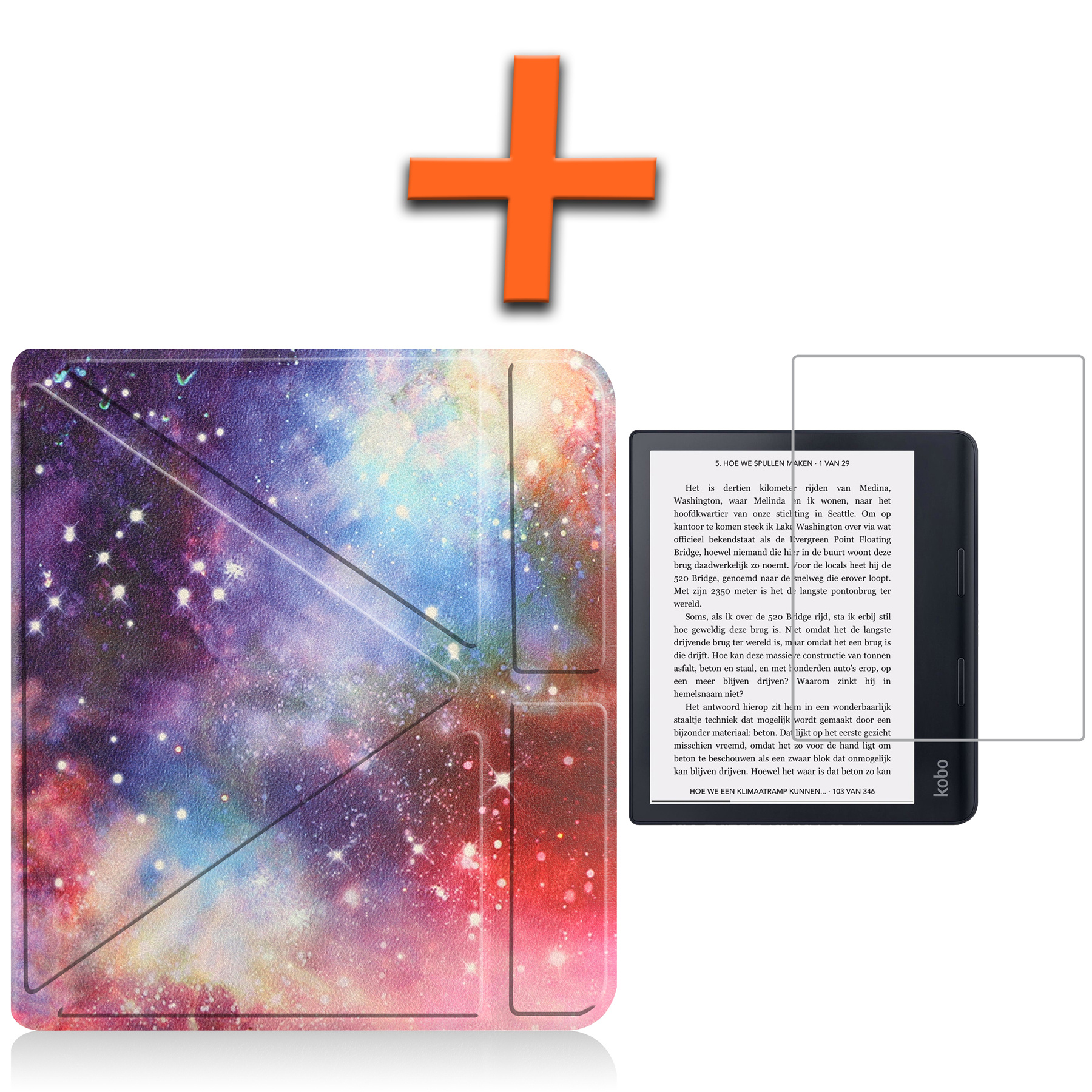 Nomfy Hoesje Geschikt voor Kobo Sage Hoes Book Case - Hoes Geschikt voor Kobo Sage Hoesje Book Cover Met Screenprotector - Galaxy