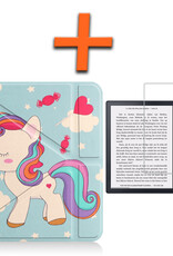 Nomfy Hoesje Geschikt voor Kobo Sage Hoes Book Case - Hoes Geschikt voor Kobo Sage Hoesje Book Cover Met Screenprotector - Eenhoorn
