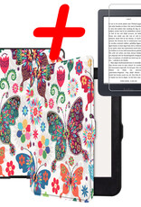 BASEY. Hoes Geschikt voor Kobo Nia Hoesje Bookcase Cover Hoes Met Screenprotector - Hoesje Geschikt voor Kobo Nia Hoes Cover Case - Vlinders