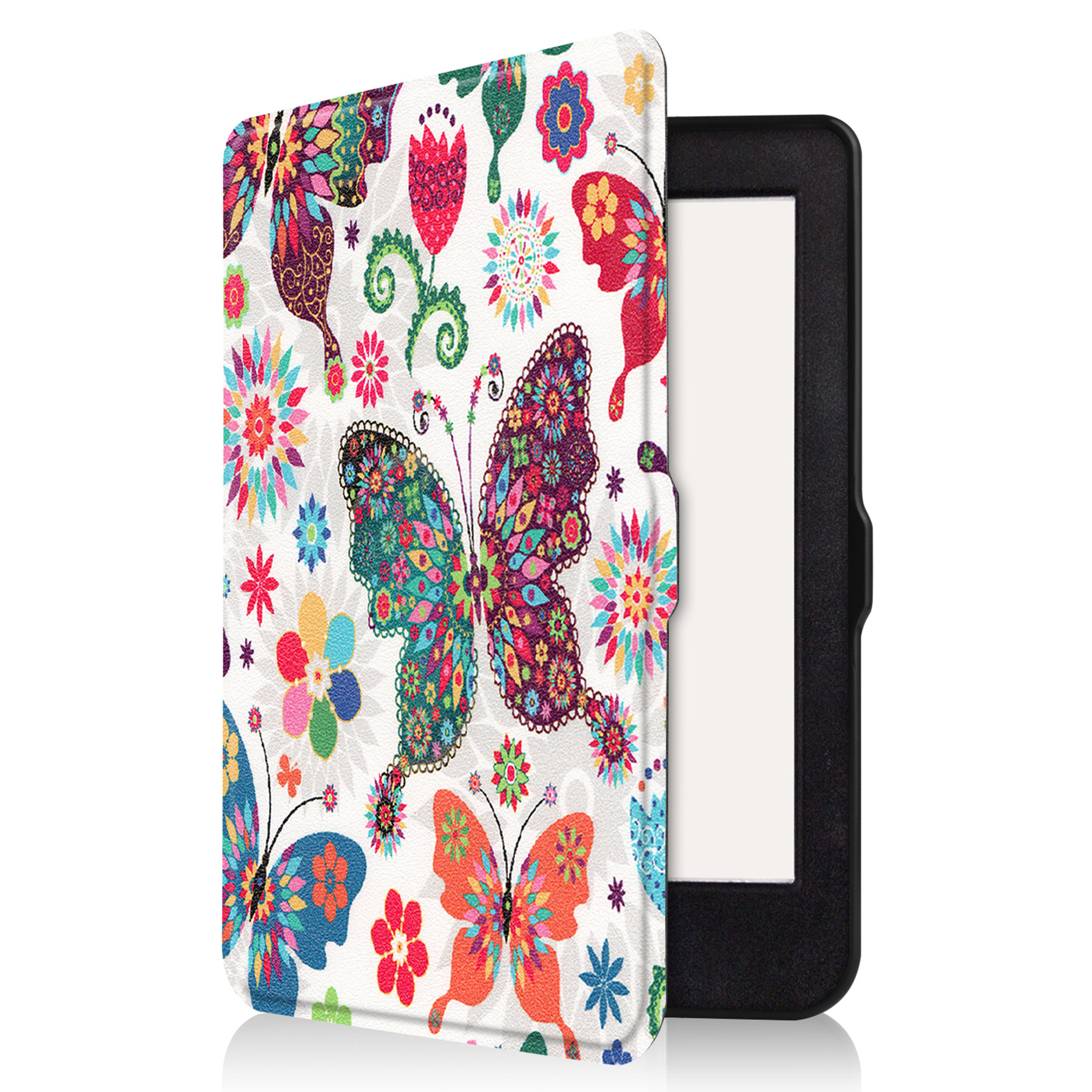 BASEY. Hoes Geschikt voor Kobo Nia Hoesje Bookcase Cover Hoes Met Screenprotector - Hoesje Geschikt voor Kobo Nia Hoes Cover Case - Vlinders