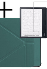 NoXx Hoes Geschikt voor Kobo Sage Hoesje Bookcase Cover Book Case Hoes Sleepcover Met Screenprotector - Donkergroen