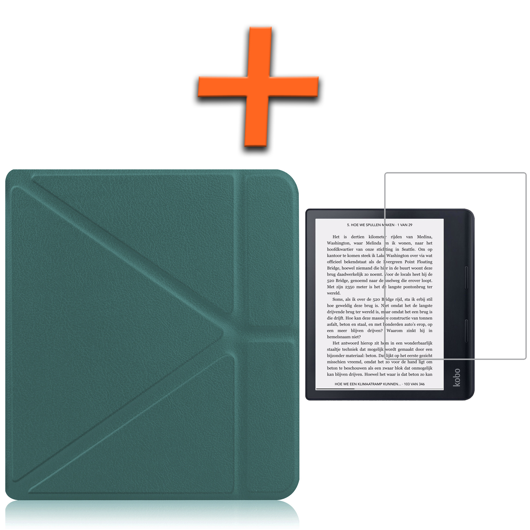 Nomfy Hoesje Geschikt voor Kobo Sage Hoes Book Case - Hoes Geschikt voor Kobo Sage Hoesje Book Cover Met Screenprotector - Donkergroen