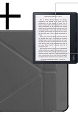 NoXx Hoes Geschikt voor Kobo Sage Hoesje Bookcase Cover Book Case Hoes Sleepcover Met Screenprotector - Grijs