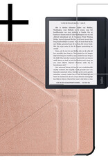 NoXx Hoes Geschikt voor Kobo Sage Hoesje Bookcase Cover Book Case Hoes Sleepcover Met Screenprotector - Rosé Goud