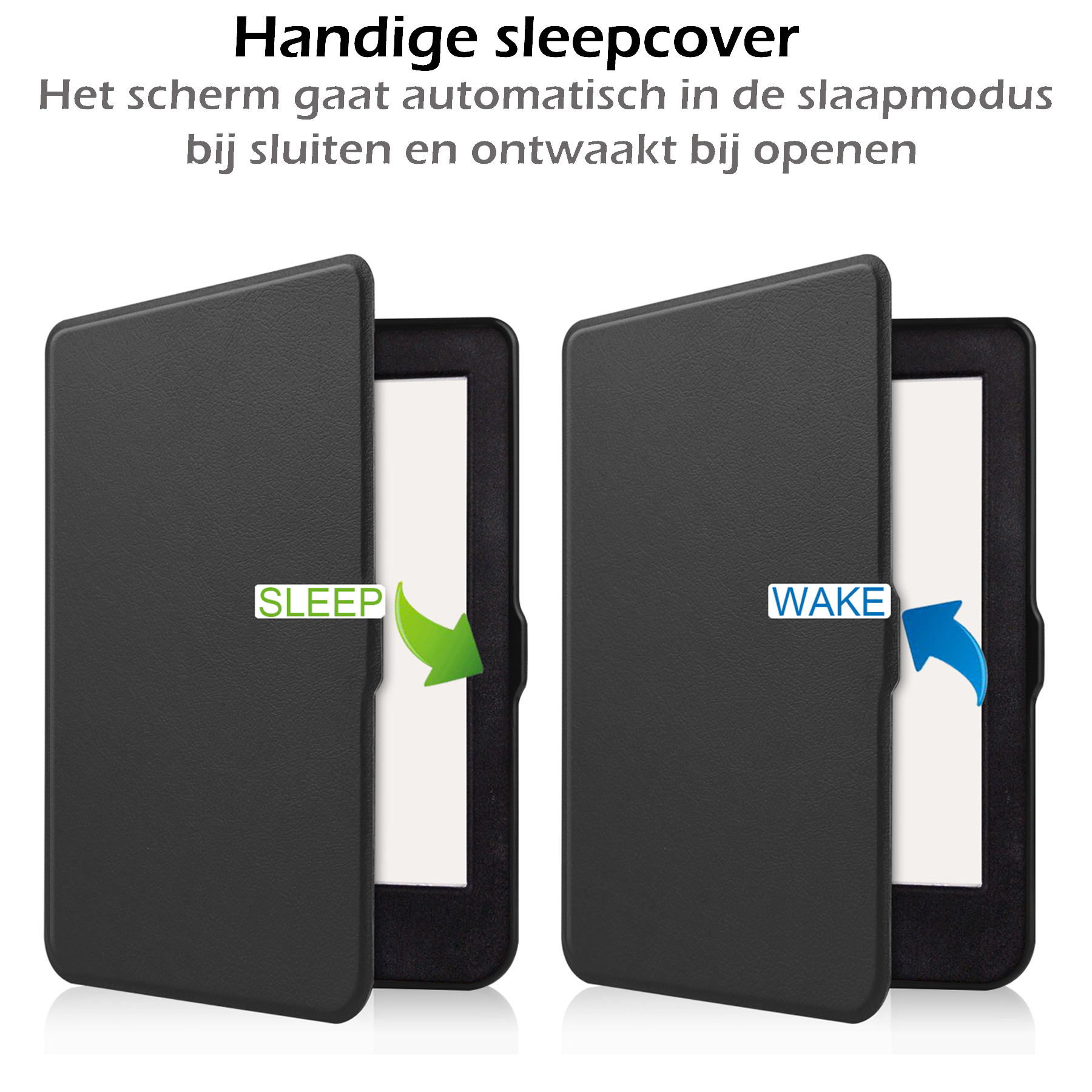 Nomfy Hoesje Geschikt voor Kobo Nia Hoes Book Case - Hoes Geschikt voor Kobo Nia Hoesje Book Cover Met Screenprotector - Zwart