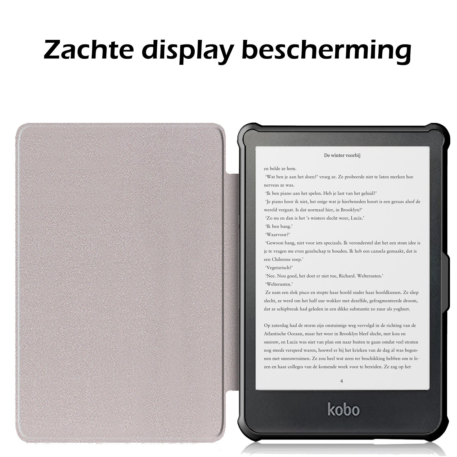 Nomfy Hoesje Geschikt voor Kobo Nia Hoes Book Case - Hoes Geschikt voor Kobo Nia Hoesje Book Cover Met Screenprotector - Zwart
