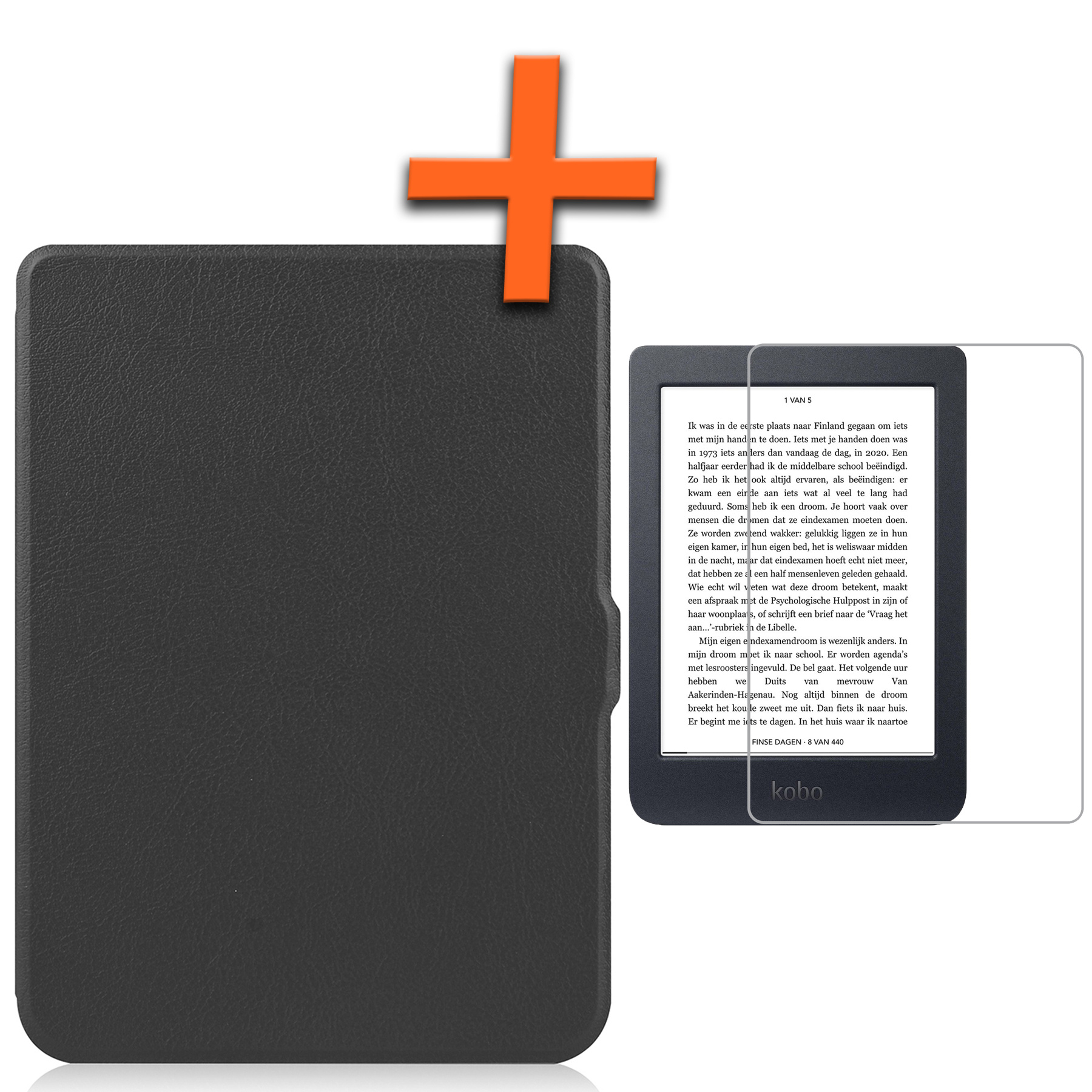 Nomfy Hoesje Geschikt voor Kobo Nia Hoes Book Case - Hoes Geschikt voor Kobo Nia Hoesje Book Cover Met Screenprotector - Zwart