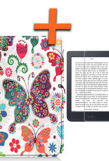 Nomfy Hoesje Geschikt voor Kobo Nia Hoes Book Case - Hoes Geschikt voor Kobo Nia Hoesje Book Cover Met Screenprotector - Vlinders