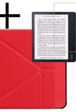 NoXx Hoes Geschikt voor Kobo Sage Hoesje Bookcase Cover Book Case Hoes Sleepcover Met Screenprotector - Rood