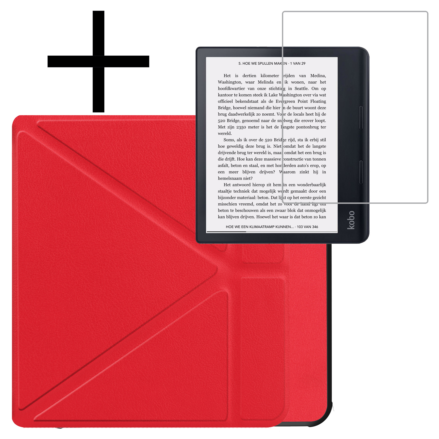 NoXx Hoes Geschikt voor Kobo Sage Hoesje Bookcase Cover Book Case Hoes Sleepcover Met Screenprotector - Rood
