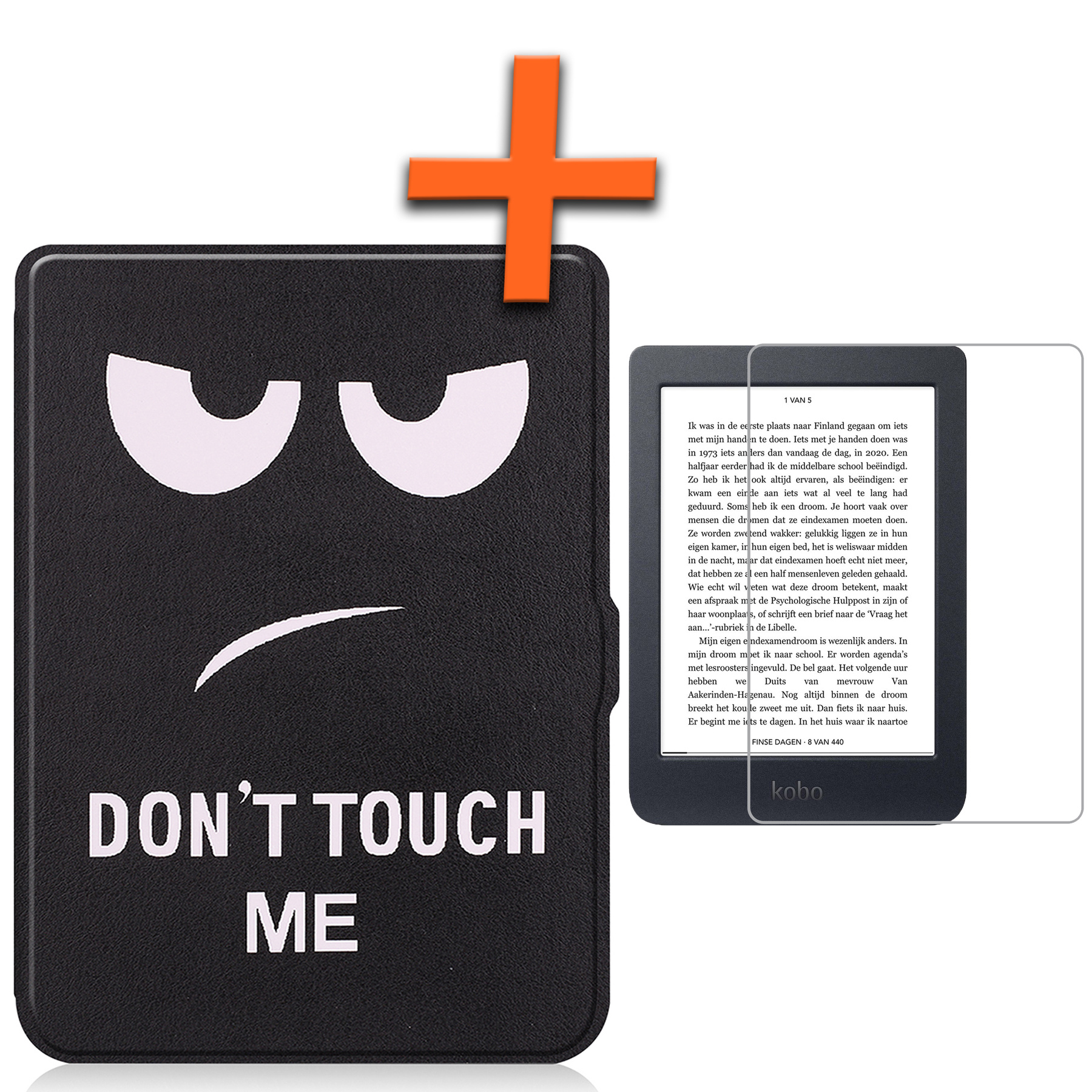 Nomfy Hoesje Geschikt voor Kobo Nia Hoes Book Case - Hoes Geschikt voor Kobo Nia Hoesje Book Cover Met Screenprotector - Don't Touch Me