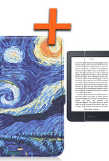 Nomfy Hoesje Geschikt voor Kobo Nia Hoes Book Case - Hoes Geschikt voor Kobo Nia Hoesje Book Cover Met Screenprotector - Sterrenhemel