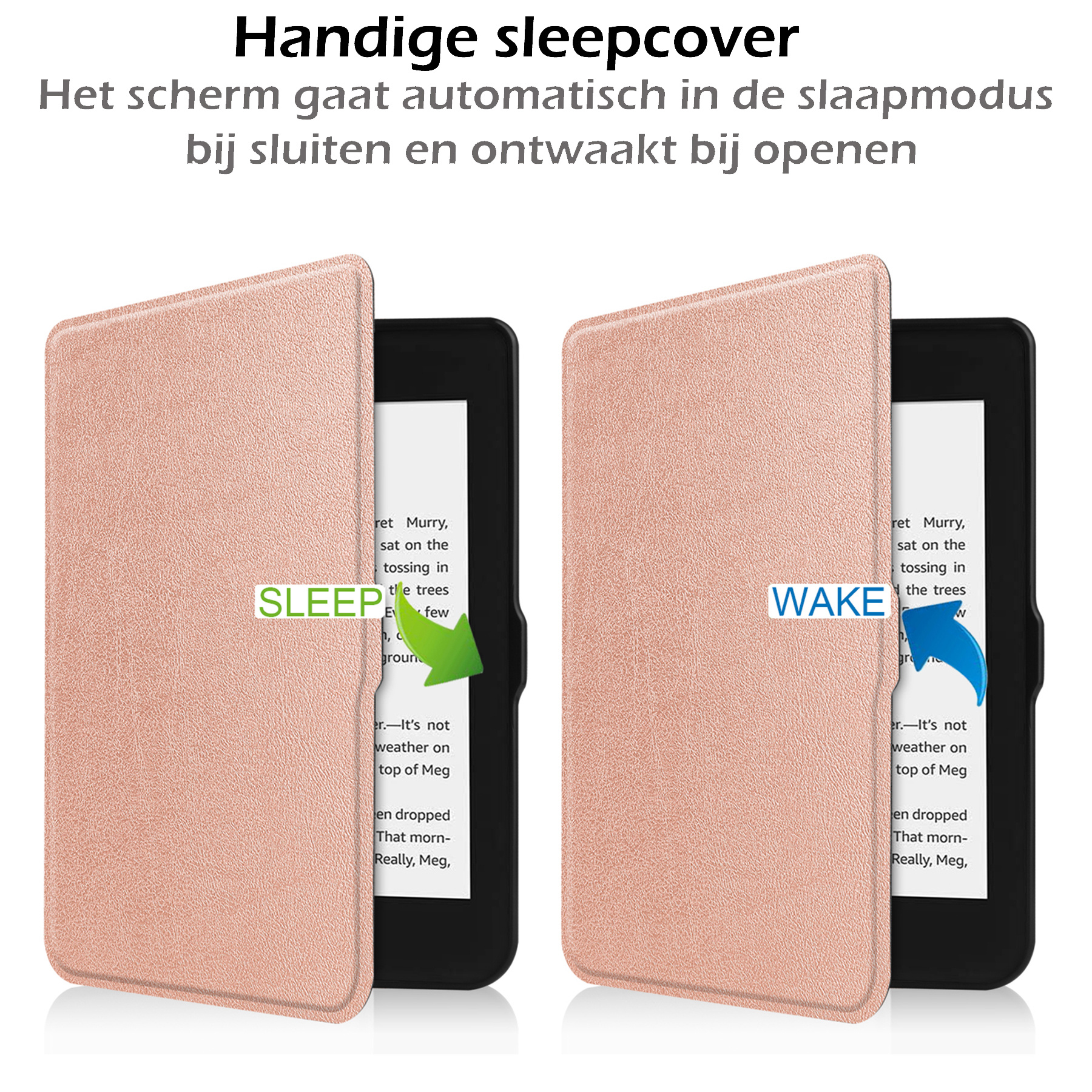 Nomfy Hoesje Geschikt voor Kobo Nia Hoes Book Case - Hoes Geschikt voor Kobo Nia Hoesje Book Cover Met Screenprotector - Rosé Goud
