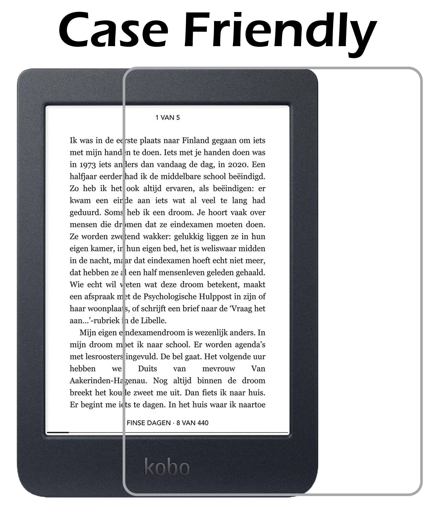 Nomfy Hoesje Geschikt voor Kobo Nia Hoes Book Case - Hoes Geschikt voor Kobo Nia Hoesje Book Cover Met Screenprotector - Lichtblauw