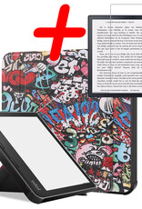 BASEY. Hoes Geschikt voor Kobo Sage Hoesje Bookcase Cover Hoes Met Screenprotector - Hoesje Geschikt voor Kobo Sage Hoes Cover Case - Graffity