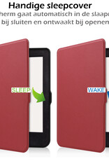 Nomfy Hoesje Geschikt voor Kobo Nia Hoes Book Case - Hoes Geschikt voor Kobo Nia Hoesje Book Cover Met Screenprotector - Donkerrood