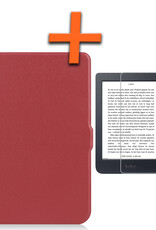 Nomfy Hoesje Geschikt voor Kobo Nia Hoes Book Case - Hoes Geschikt voor Kobo Nia Hoesje Book Cover Met Screenprotector - Donkerrood