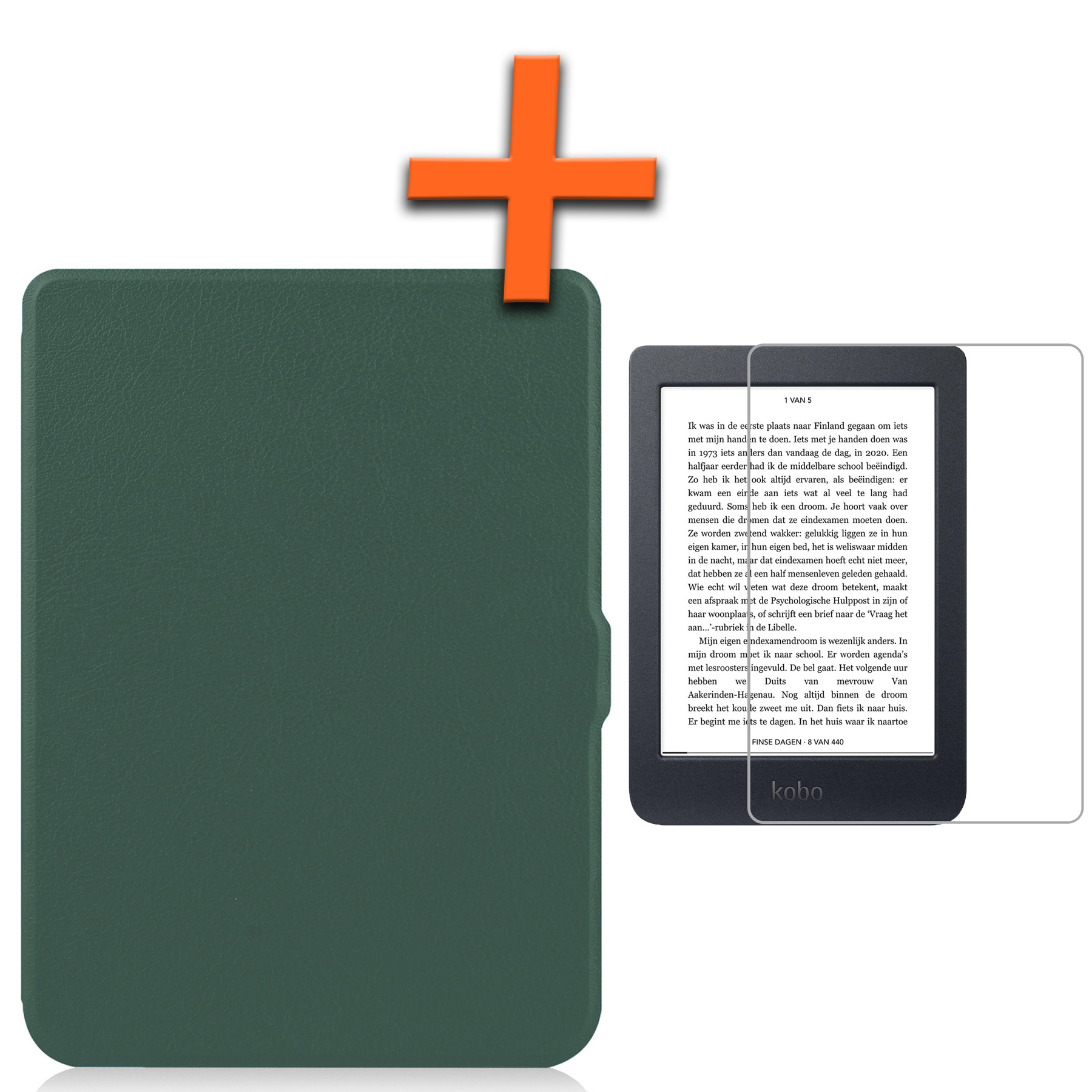 Nomfy Hoesje Geschikt voor Kobo Nia Hoes Book Case - Hoes Geschikt voor Kobo Nia Hoesje Book Cover Met Screenprotector - Donkergroen