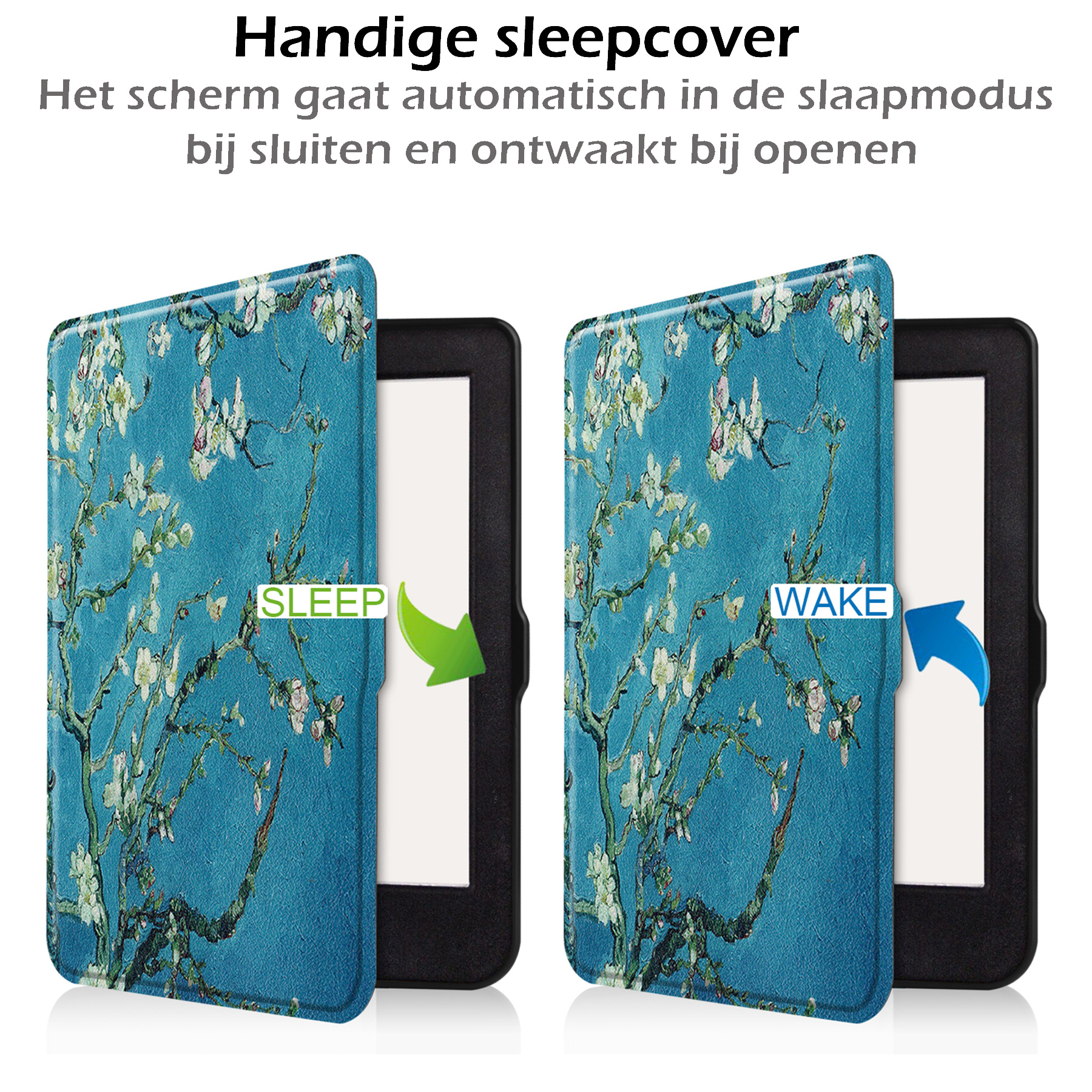 Nomfy Hoesje Geschikt voor Kobo Nia Hoes Book Case - Hoes Geschikt voor Kobo Nia Hoesje Book Cover Met Screenprotector - Bloesem