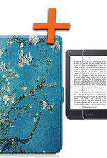 Nomfy Hoesje Geschikt voor Kobo Nia Hoes Book Case - Hoes Geschikt voor Kobo Nia Hoesje Book Cover Met Screenprotector - Bloesem
