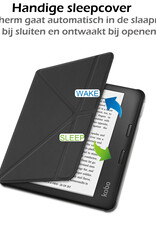 Nomfy Hoesje Geschikt voor Kobo Libra H2O Hoes Book Case - Hoes Geschikt voor Kobo Libra H2O Hoesje Book Cover Met Screenprotector - Zwart