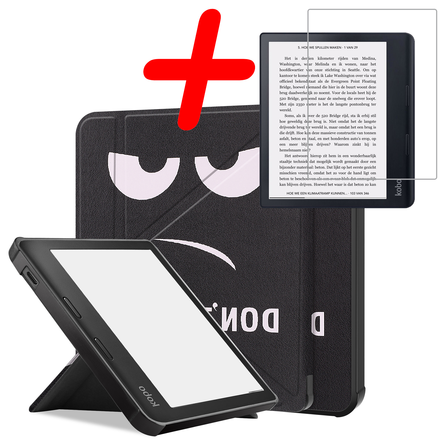 BASEY. Hoes Geschikt voor Kobo Sage Hoesje Bookcase Cover Hoes Met Screenprotector - Hoesje Geschikt voor Kobo Sage Hoes Cover Case - Don't Touch Me