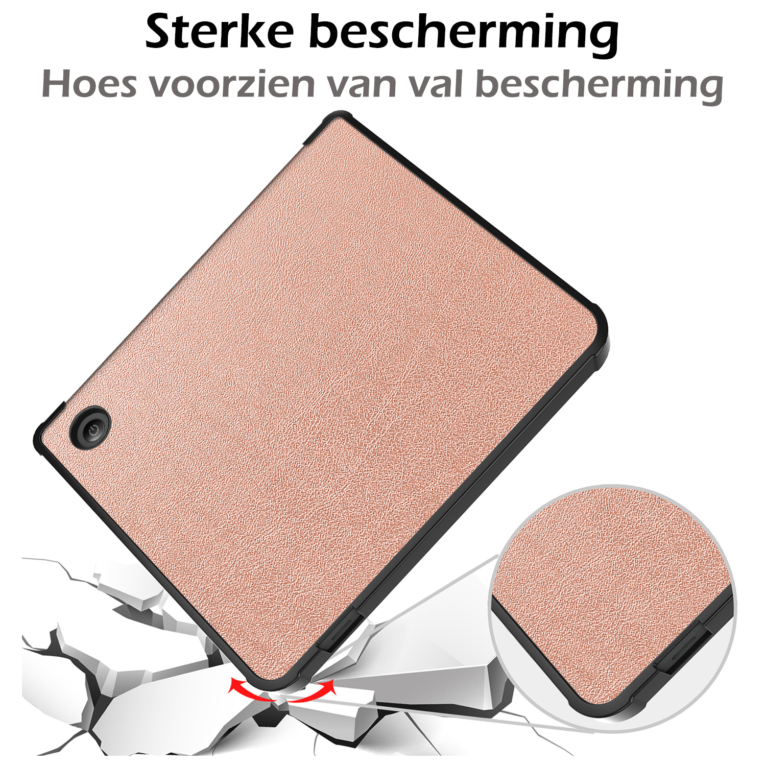 Nomfy Hoesje Geschikt voor Kobo Libra H2O Hoes Book Case - Hoes Geschikt voor Kobo Libra H2O Hoesje Book Cover Met Screenprotector - Rosé Goud