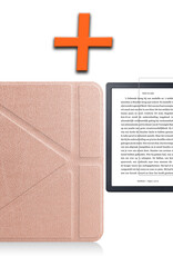 Nomfy Hoesje Geschikt voor Kobo Libra H2O Hoes Book Case - Hoes Geschikt voor Kobo Libra H2O Hoesje Book Cover Met Screenprotector - Rosé Goud