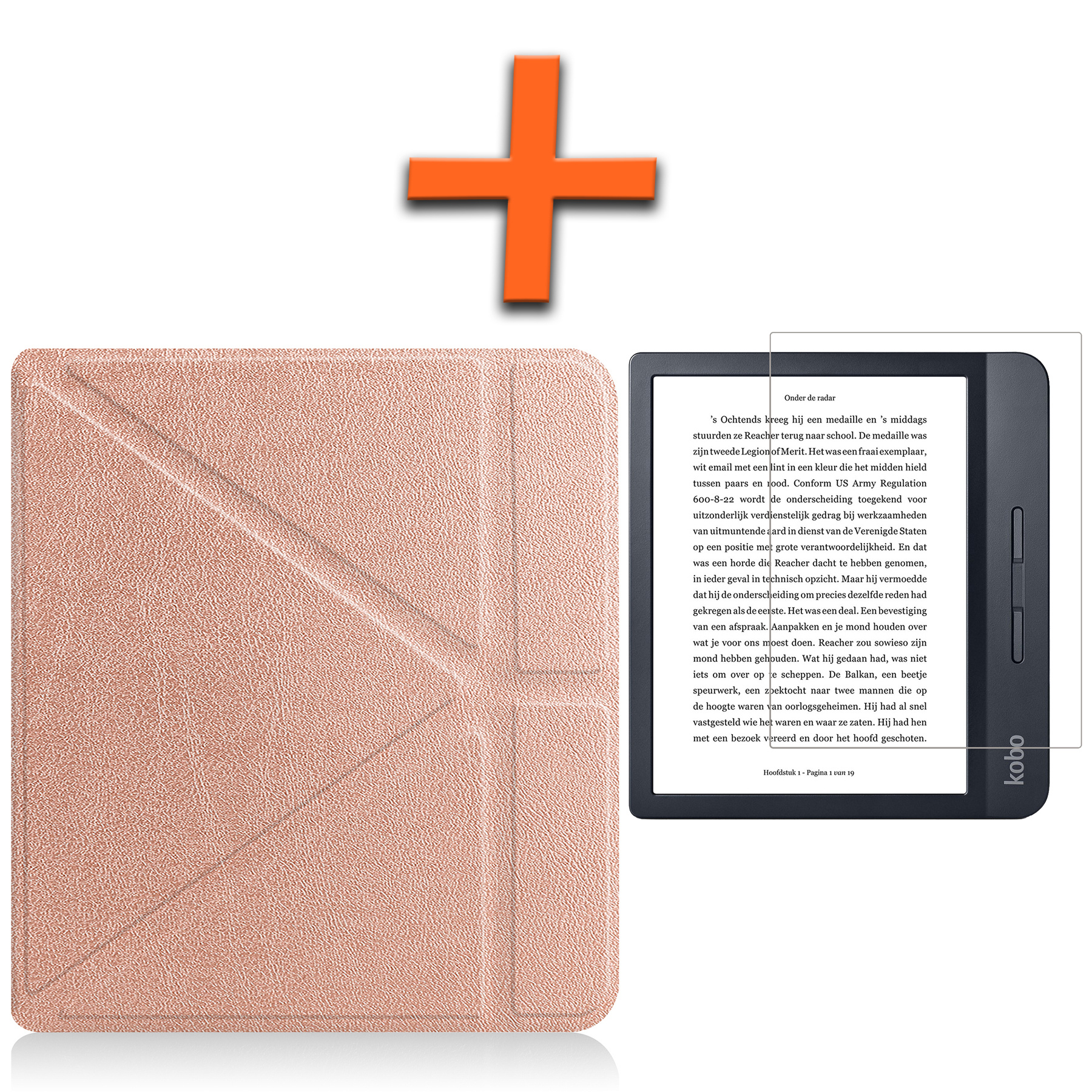Nomfy Hoesje Geschikt voor Kobo Libra H2O Hoes Book Case - Hoes Geschikt voor Kobo Libra H2O Hoesje Book Cover Met Screenprotector - Rosé Goud