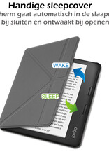 Nomfy Hoesje Geschikt voor Kobo Libra H2O Hoes Book Case - Hoes Geschikt voor Kobo Libra H2O Hoesje Book Cover Met Screenprotector - Grijs