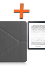 Nomfy Hoesje Geschikt voor Kobo Libra H2O Hoes Book Case - Hoes Geschikt voor Kobo Libra H2O Hoesje Book Cover Met Screenprotector - Grijs
