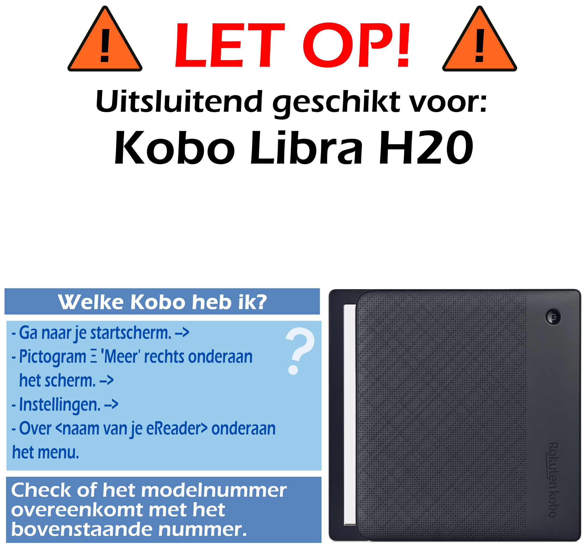 Nomfy Hoesje Geschikt voor Kobo Libra H2O Hoes Book Case - Hoes Geschikt voor Kobo Libra H2O Hoesje Book Cover Met Screenprotector - Grijs