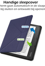 Nomfy Hoesje Geschikt voor Kobo Libra H2O Hoes Book Case - Hoes Geschikt voor Kobo Libra H2O Hoesje Book Cover Met Screenprotector - Donkerblauw