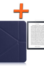 Nomfy Hoesje Geschikt voor Kobo Libra H2O Hoes Book Case - Hoes Geschikt voor Kobo Libra H2O Hoesje Book Cover Met Screenprotector - Donkerblauw