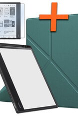 Nomfy Hoesje Geschikt voor Kobo Elipsa 2E Hoes Book Case - Hoes Geschikt voor Kobo Elipsa 2E Hoesje Book Cover Met Screenprotector - Donkergroen