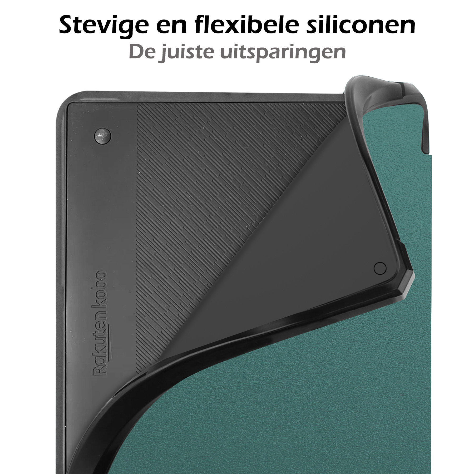 Nomfy Hoesje Geschikt voor Kobo Elipsa 2E Hoes Book Case - Hoes Geschikt voor Kobo Elipsa 2E Hoesje Book Cover Met Screenprotector - Donkergroen