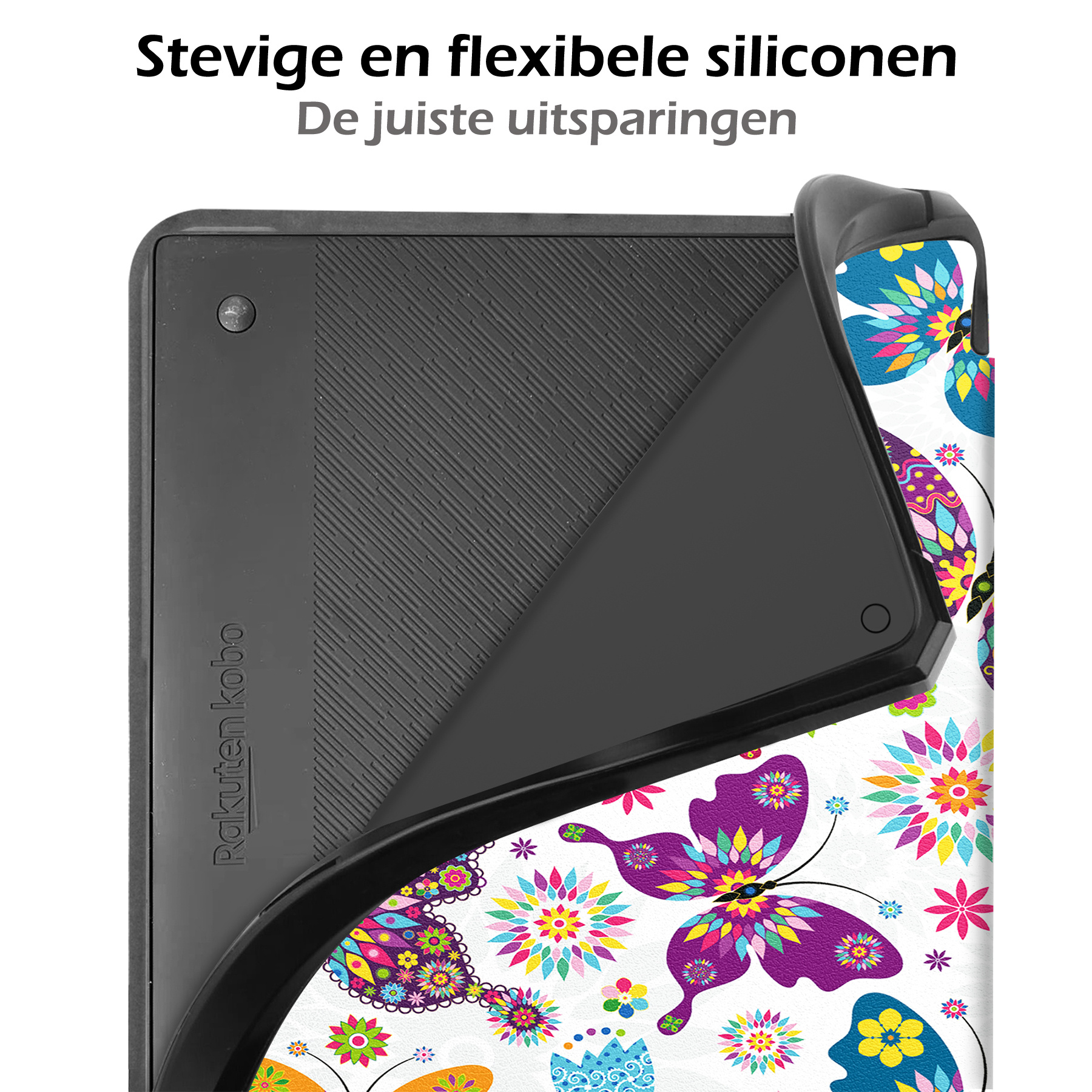 Nomfy Hoesje Geschikt voor Kobo Elipsa 2E Hoes Book Case - Hoes Geschikt voor Kobo Elipsa 2E Hoesje Book Cover Met Screenprotector - Vlinders