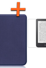 Nomfy Hoesje Geschikt voor Kobo Clara 2E Hoes Book Case - Hoes Geschikt voor Kobo Clara 2E Hoesje Book Cover Met Screenprotector - Donkerblauw