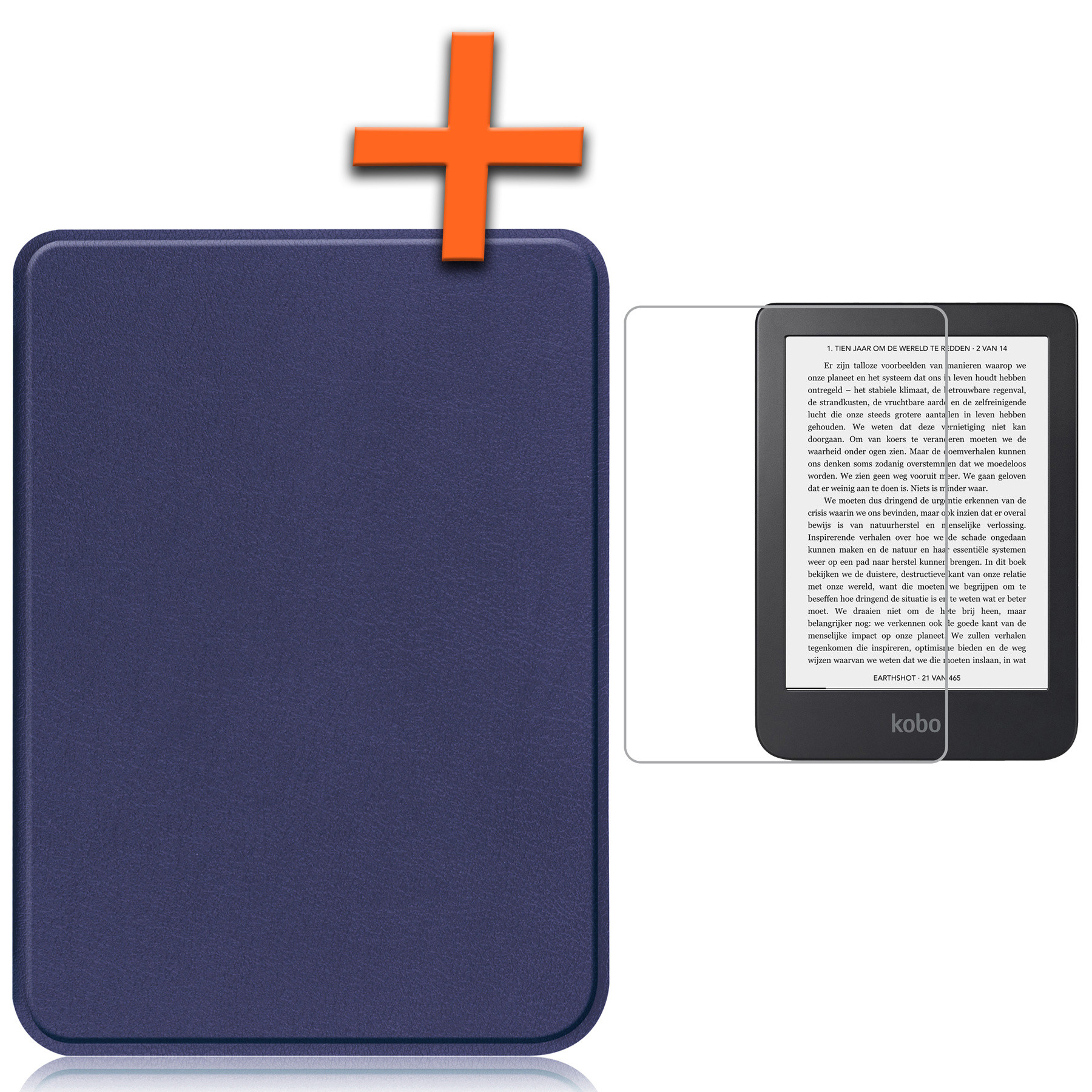 Nomfy Hoesje Geschikt voor Kobo Clara 2E Hoes Book Case - Hoes Geschikt voor Kobo Clara 2E Hoesje Book Cover Met Screenprotector - Donkerblauw