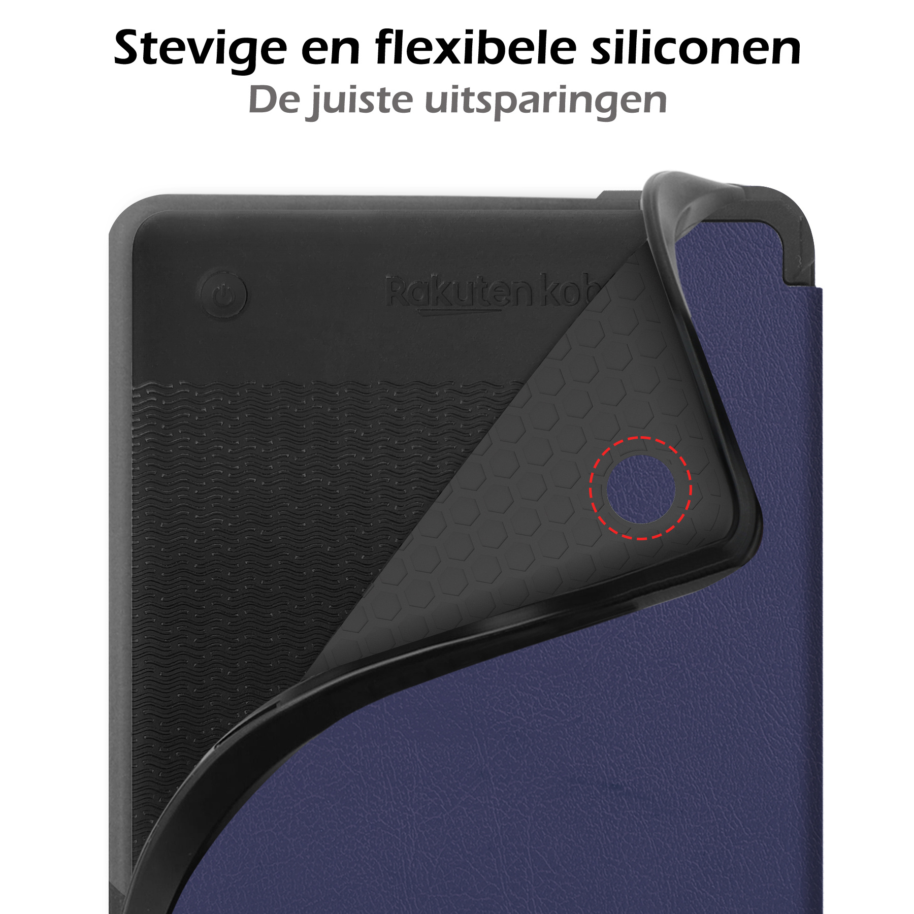 Nomfy Hoesje Geschikt voor Kobo Clara 2E Hoes Book Case - Hoes Geschikt voor Kobo Clara 2E Hoesje Book Cover Met Screenprotector - Donkerblauw