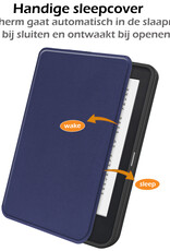Nomfy Hoesje Geschikt voor Kobo Clara 2E Hoes Book Case - Hoes Geschikt voor Kobo Clara 2E Hoesje Book Cover Met Screenprotector - Donkerblauw